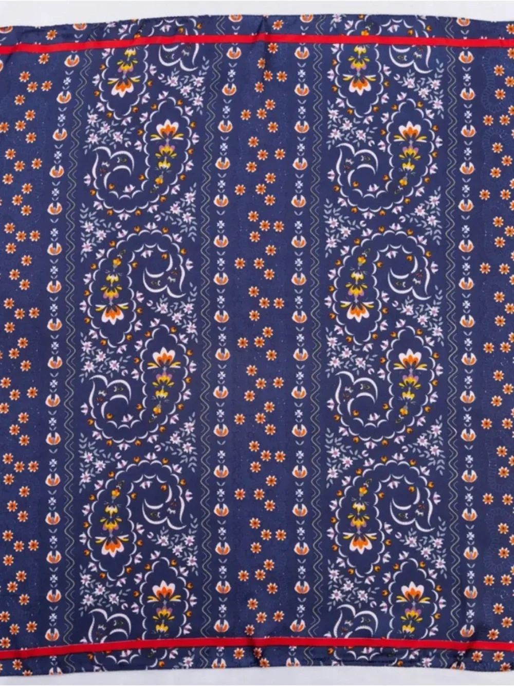 Floral Navy Silk-Look Neck Scarf
